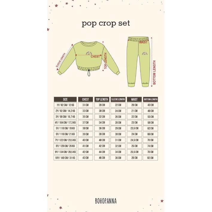 BOHOPANNA POP CROP SET / Setelan Sweater Crop Top Anak Unisex
