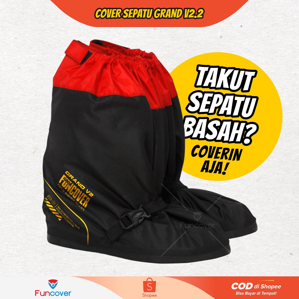 Pelindung sepatu hujan cover sepatu jas hujan sepatu cover shoes Sol Karet Rubber anti air Grand by FUNCOVER