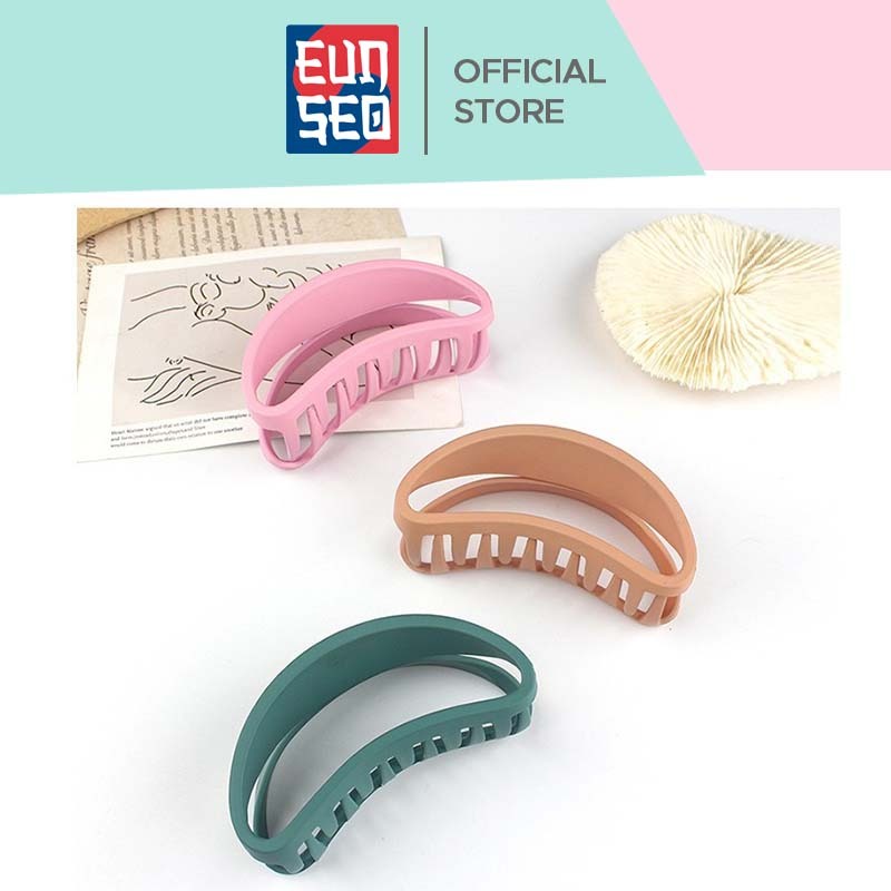 EUNSEO Jepit Rambut Matte Sabit 7cm Semi Circle Matte Hair Claw Clips Fashion Korea