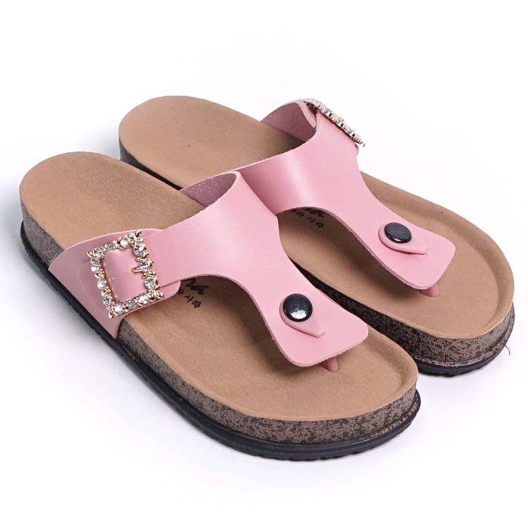 SARASARA YUK - AUDY Sandal Wanita Jepit Casual Size 36 - 41 Model Birken Sol Puyuh Sara Sara Sendal Cewek Rumahan Bahan Kulit Santai Strap Gesper Empuk 37 38 39 Warna Pink Salem Soft Japit Anti Slip Premium Original Terbaru Shoes ORI Mall Official Store