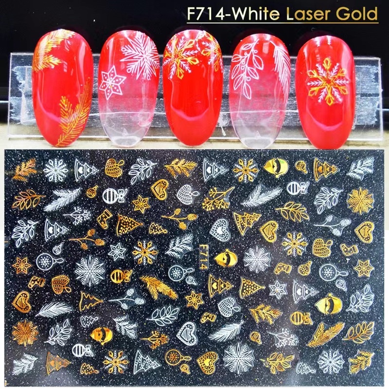 GOLD SILVER CHRISTMAS STICKER / STIKER KUKU NATAL SANTA SNOW SALJU PREMIUM QUALITY