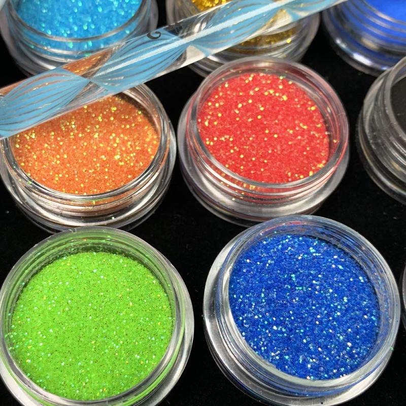 Set Bubuk Glitter Cair Akrilik untuk Manikur, Set Perlengkapan Seni Kuku, Serbuk Gemerlap, Berlian Imitasi, dan Kuas Cat Kuku Palsu