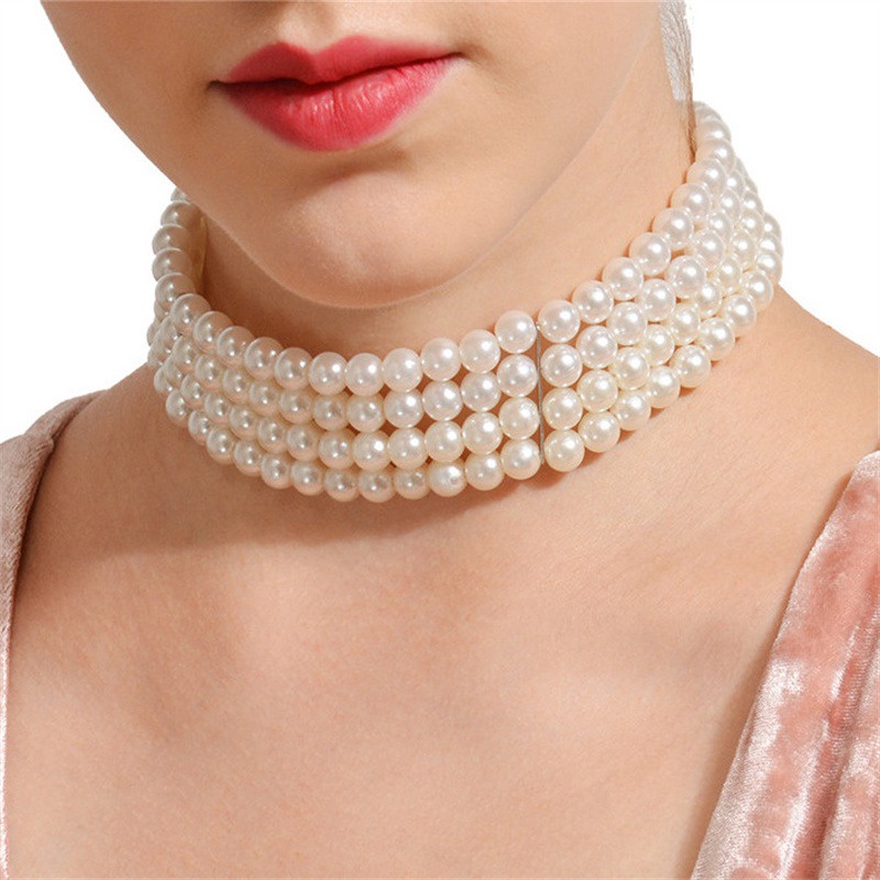 Kalung Choker Multi Strand Untuk Wanita Perempuan Pengantin Wanita