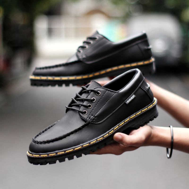 MOZZA Sepatu Formal Pantofel Docmart Hitam Pria Kerja Casual Original