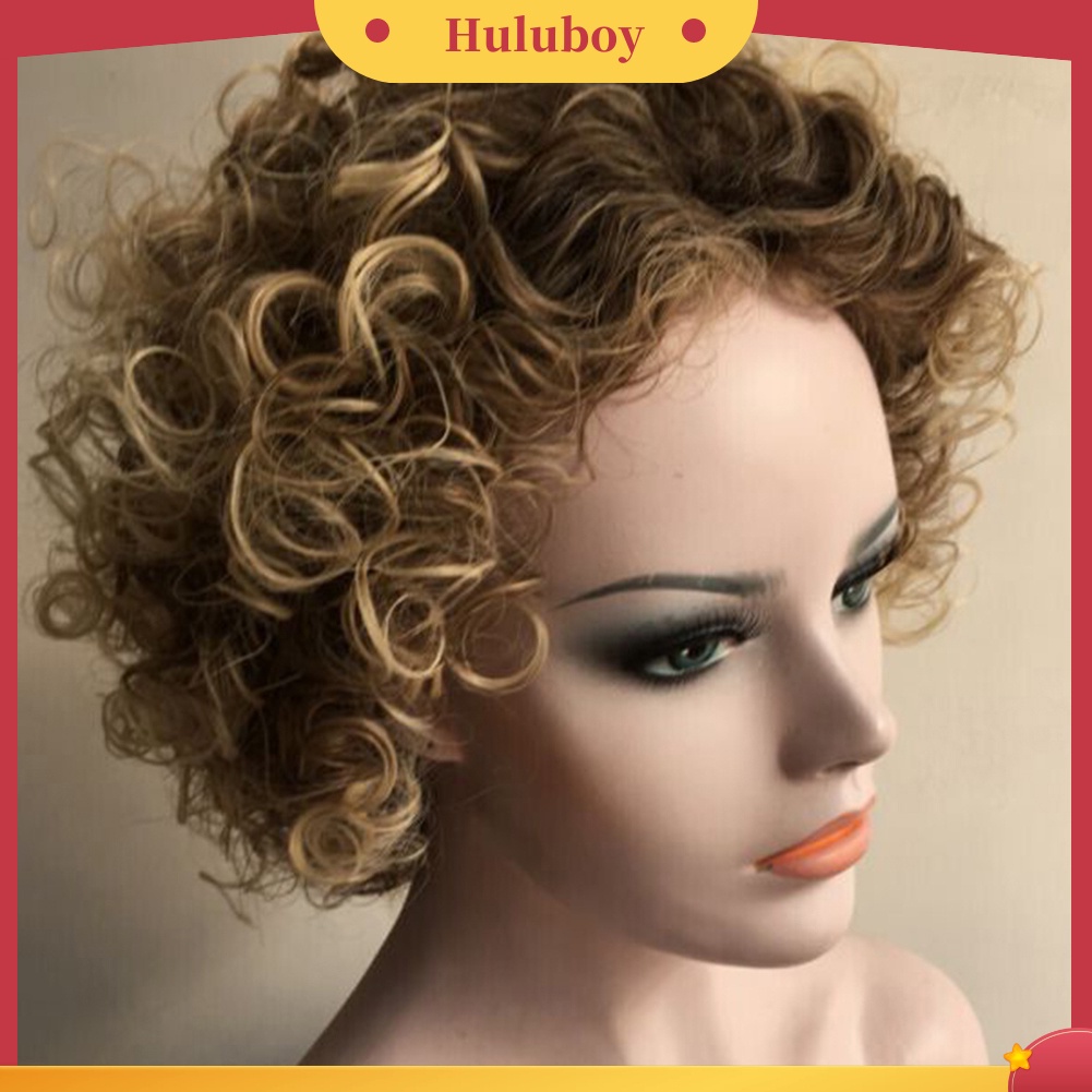 Wig Rambut Sintetis Model Keriting Panjang Sebahu Warna Solid Untuk Wanita