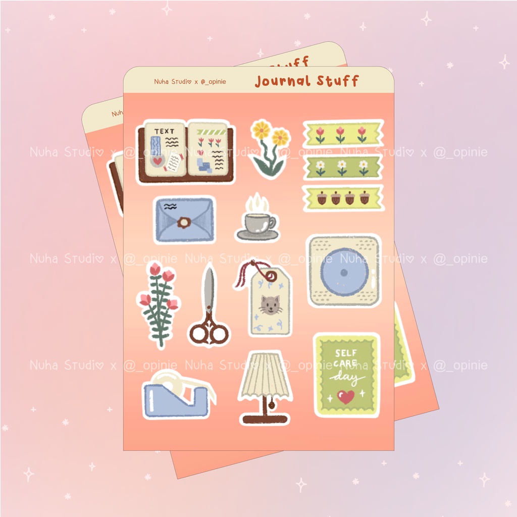 

Sticker by Opinie | Journal Stuff Buku Bunga Tape Surat Kopi Gunting Lem Lampu Self Care | Aesthetic Sticker Estetik Stiker HP Laptop Botol Cute Waterproof Scrapbook Diary Journal Bujo Anti Air