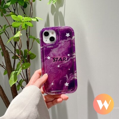 IPHONE Airbag Shockproof Phone Case Kompatibel Untuk Iphone11 13 12 14 Pro Max XR 7Plus 8Plus 6Plus X XS Max Ins Fashion Gradient Starry Sky Mewah Lembut Tpu Penutup Belakang