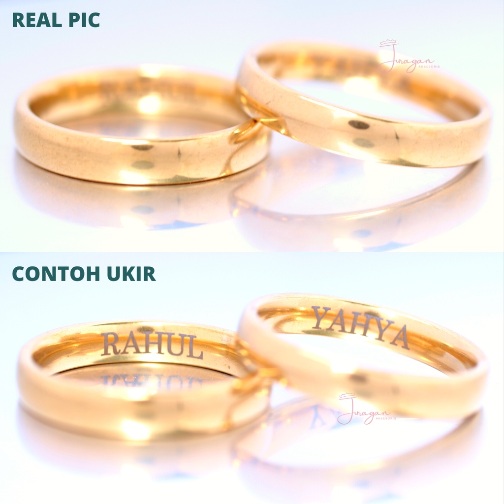 [GRATIS CETAK NAMA] Cincin Couple Pasangan Titanium M17 Romantis Gold Emas Anti Karat Hadiah Tunangan Pria Wanita