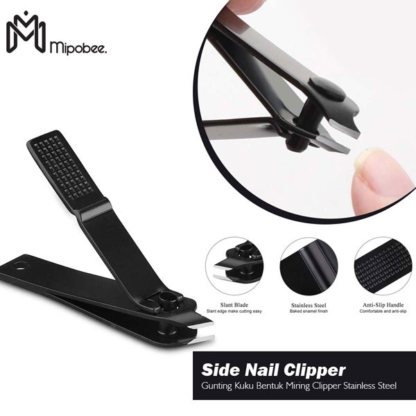 Mipobee Gunting Kuku Bentuk Miring Side Nail Clipper Stainless Steel