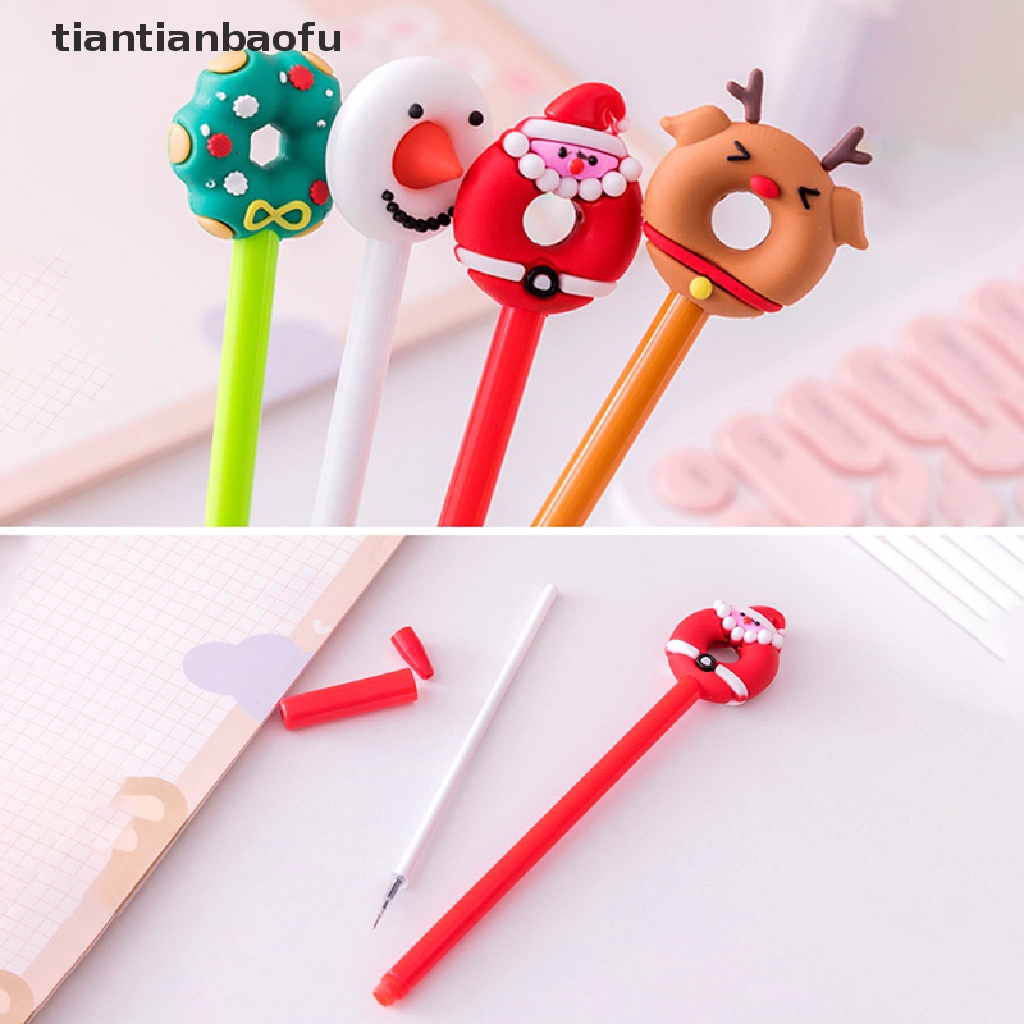 Pulpen Gel 0.5mm Motif Pohon Natal / Rusa / Santa Claus Untuk Stationery Sekolah / Kantor