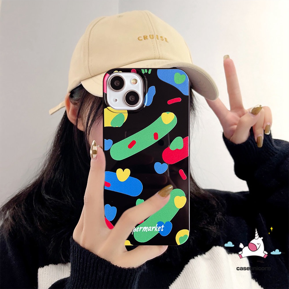 Ins Colorful Art Pigmen Cinta Hati Cover Kompatibel Untuk IPhone 7Plus 8Plus 11 14 13 12 Pro Max XR 7 8 14 Plus X XS Max SE 2020full Pelindung Glossy Halus Lembut Tpu Phone Case