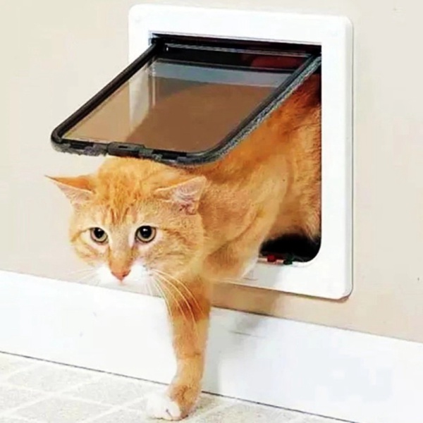 

Dijual Lubang Pintu Kucing Anjing Cat Dog Flap Door 4 Way Lock Size M - White Murah