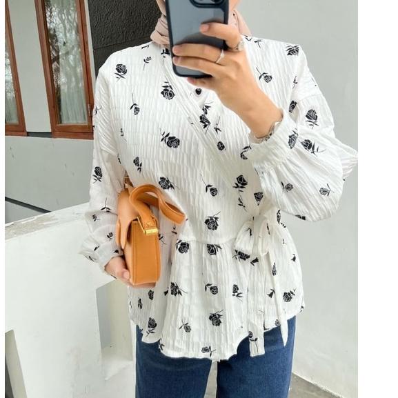 KIMONO BLOUSE MOTIF CRINKLE AIRFLOW