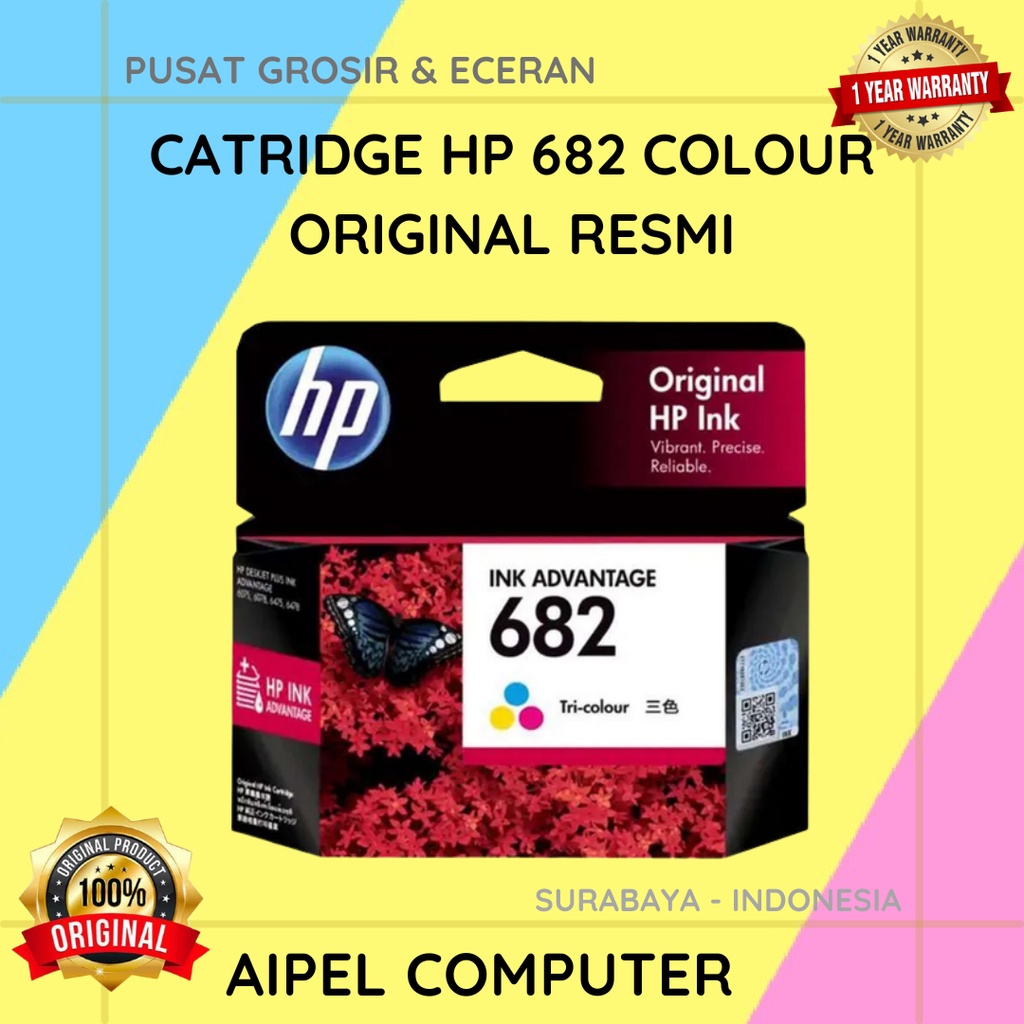 682C | CATRIDGE HP 682 COLOUR ORIGINAL RESMI