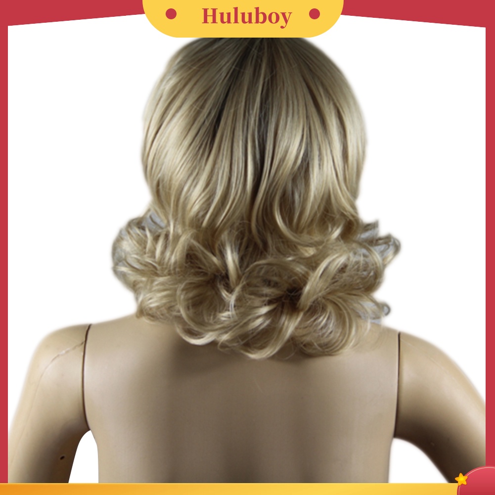 Wig Rambut Palsu Wanita Model Pendek Keriting Gelombang Natural Tanpa Lem Untuk Pesta Cosplay
