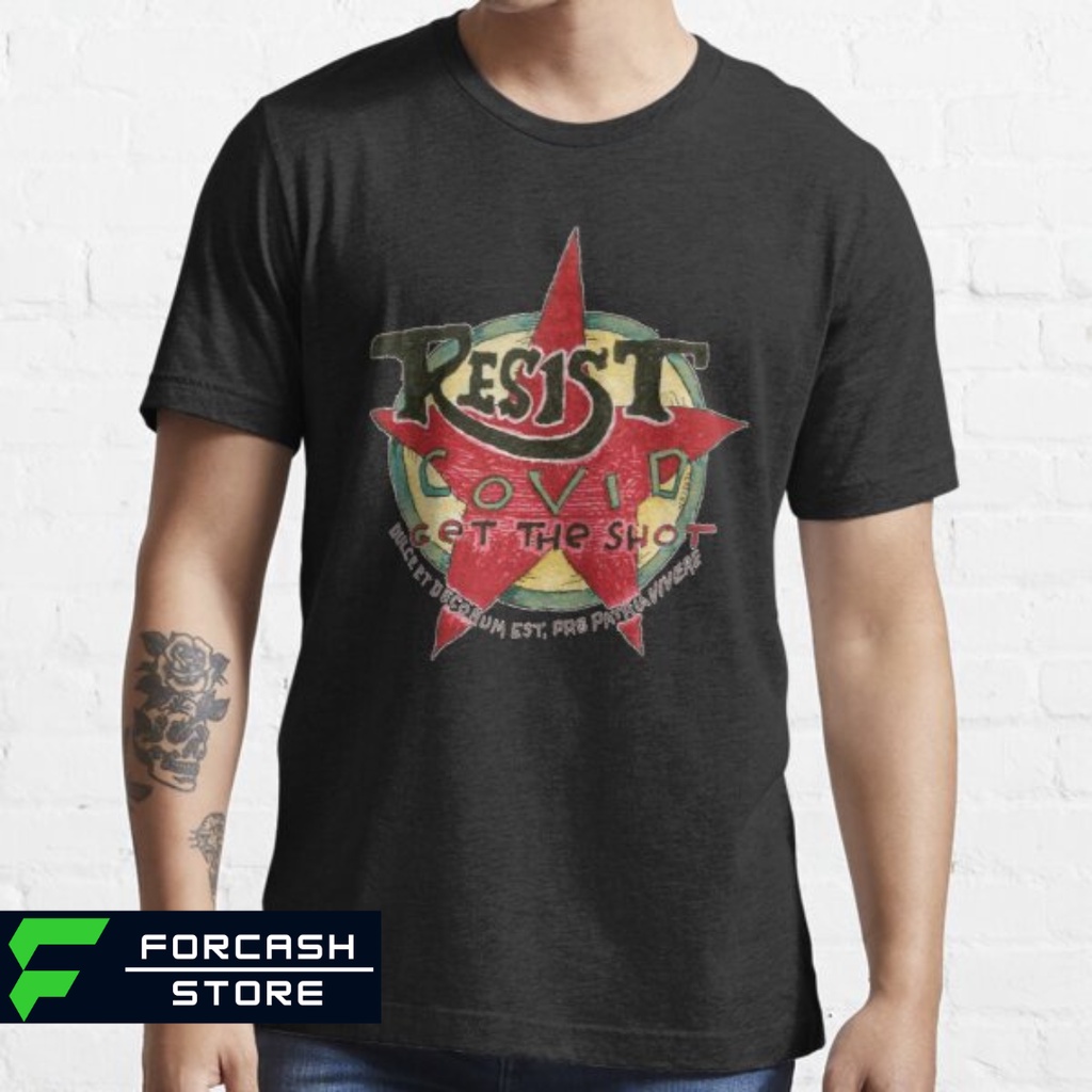Kaos Distro KATA KATA RESIST COVID GET THE SHOT | Kaos Musik | Kaos BigSize Jumbo S-7xl | Kaos Premi