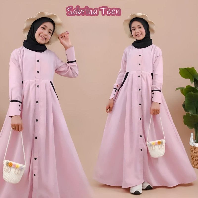 Sabrina Teen Kids/ Baju Muslim Anak Perempuan/ Gamis Anak Tanggung Usia 10-15 Tahun/ Dress Crinkle AirFlow