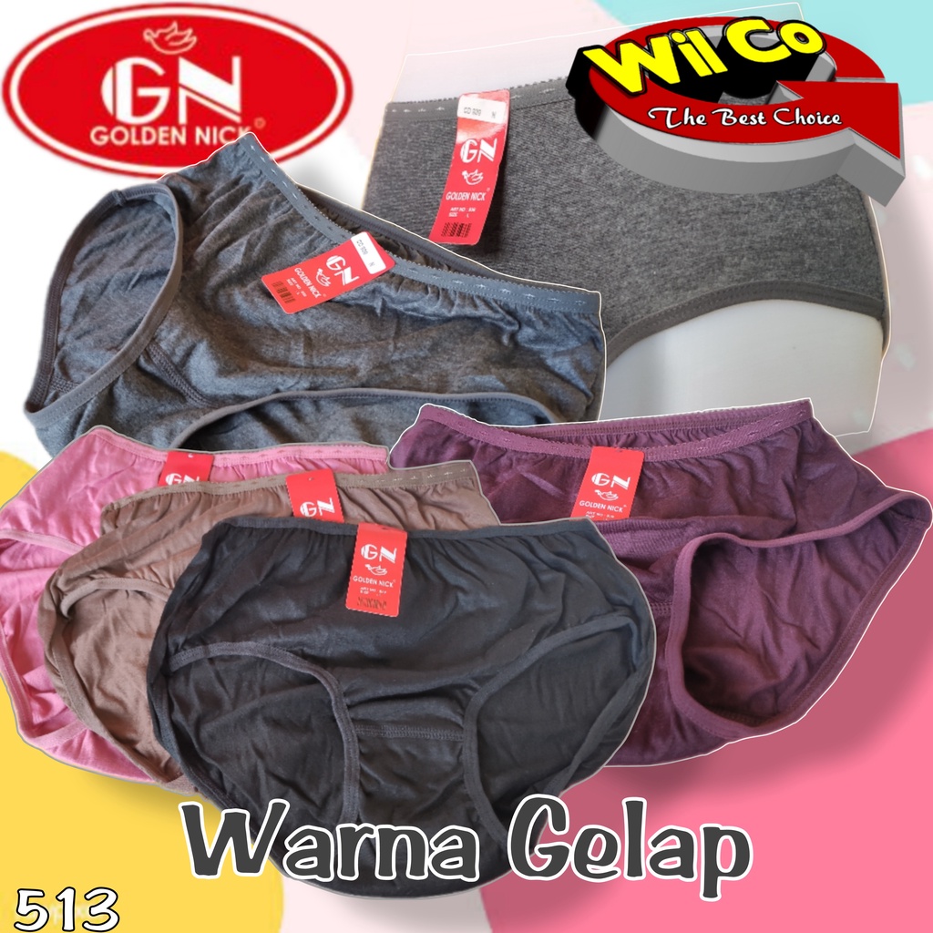 K513T - (HARGA PER 3 PCS) CELANA DALAM WANITA PAKAIAN WANITA PAKAIAN DALAM GOLDEN NICK MULTY COLOR SIZE M -2XL