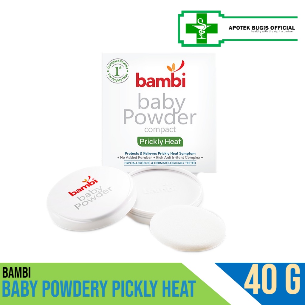 Bambi Baby Compact Powder Prickly Heat 40gr | Bedak Padat Biang Keringat Atasi Gatal &amp; Ruam | Kulit Normal - Sensitif