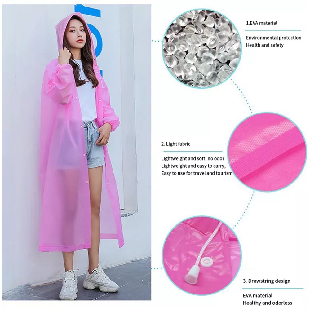 Jas Hujan Korea Plastik EVA raincoat Poncho Rok Transparant Ringan
