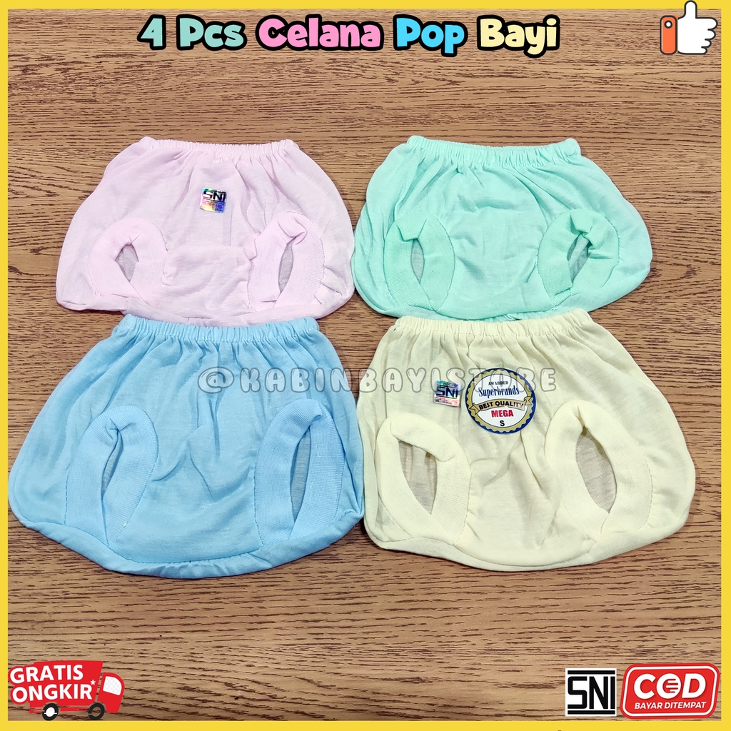 4 Pcs Celana Pop Bayi Newborn Polos SNI