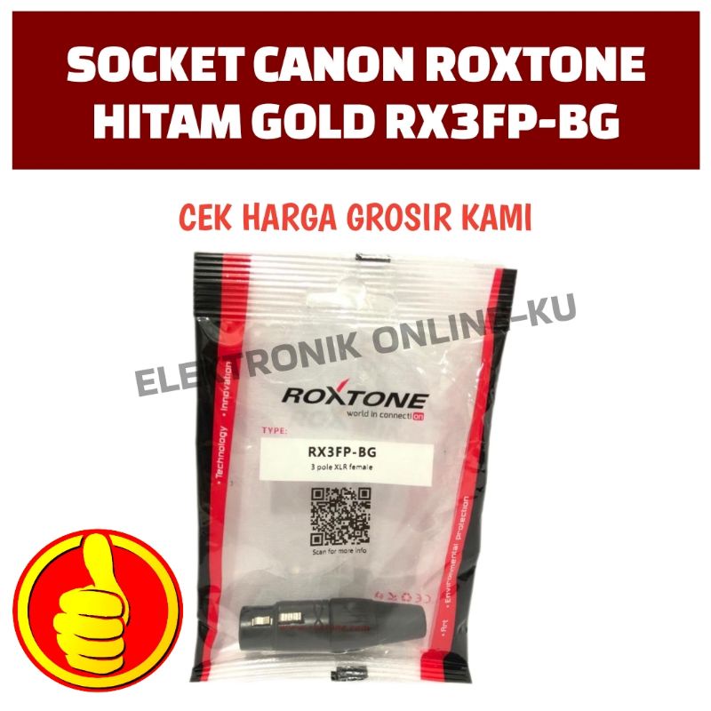 SOCKET CANON XLR FEMALE HITAM GOLD ROXTONE RX3FP-BG
