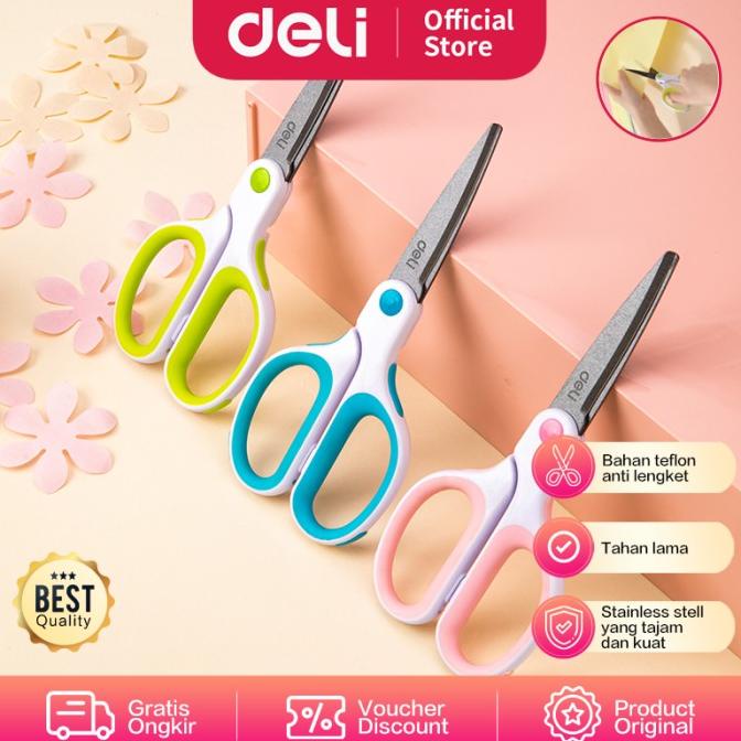 

Deli 6054 Gunting-Soft-touch Teflon Effortless Scissors 175mm