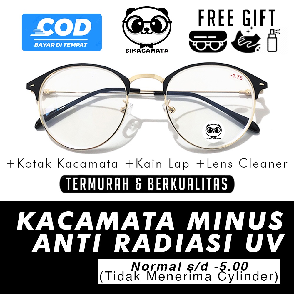 Kacamata 1920 ori MINUS ANTI RADIASI UV Hp, Laptop, Gadget Normal s/d -5.00 Blue Light Blocking Korea Fashion Oval pria &amp; wanita