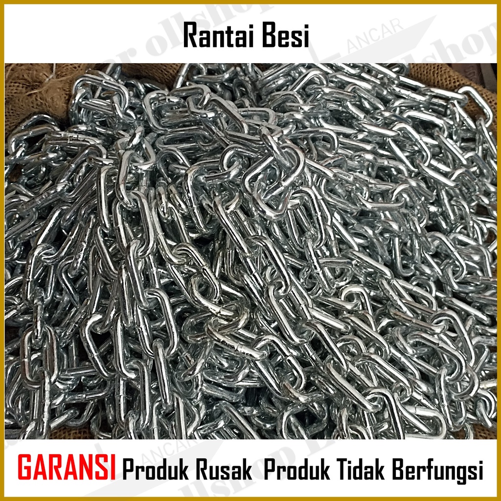 Rantai Besi / Rantai Kapal Galvanized 6 mm 1/4 inch Panjang 1 Meter / Rante Rantai Pagar Besi Besar