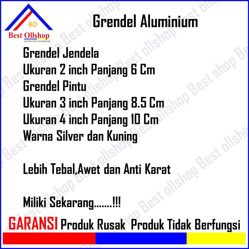 Grendel Pintu Aluminium 2 Inch / Slot Pintu / Slot Jendela