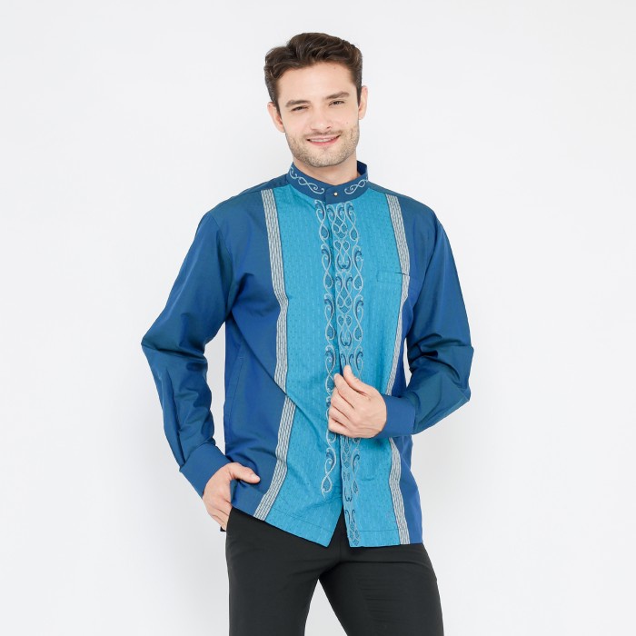 Baju Koko BHS Classic Triple Biru Muda 01 - L