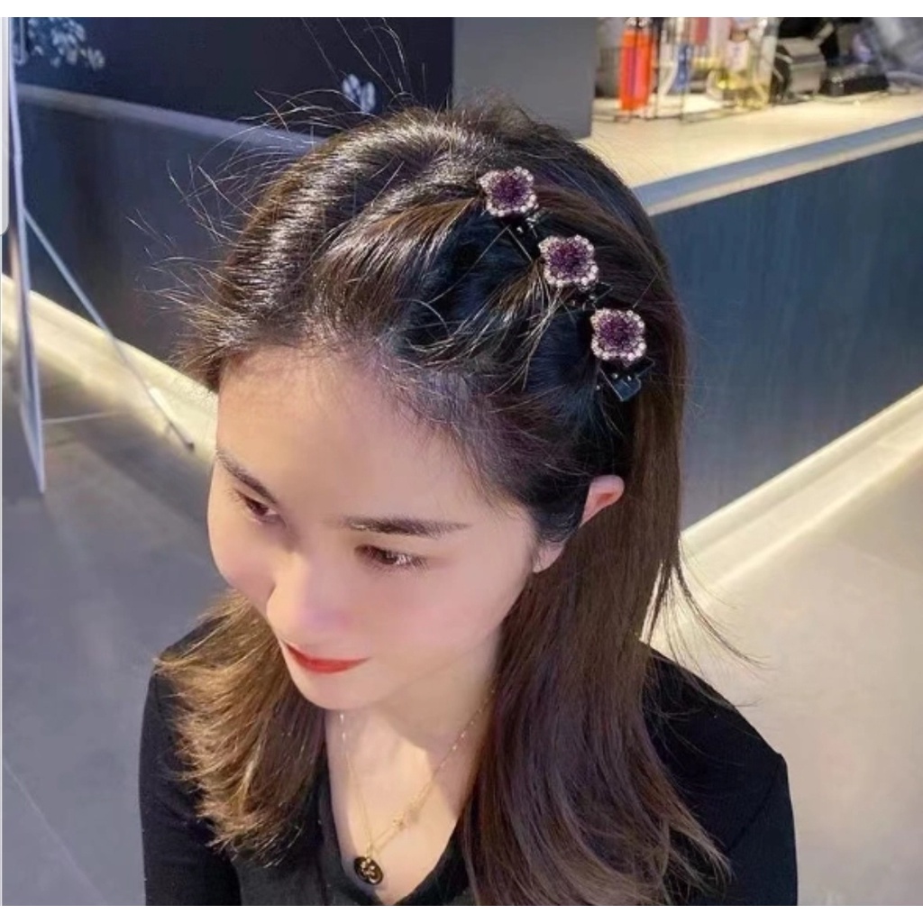 [J06] JEPIT RAMBUT PONI GAYA KOREAN CANTIK MODEL BUNGA PERMATA GAYA KEKINIAN - BD