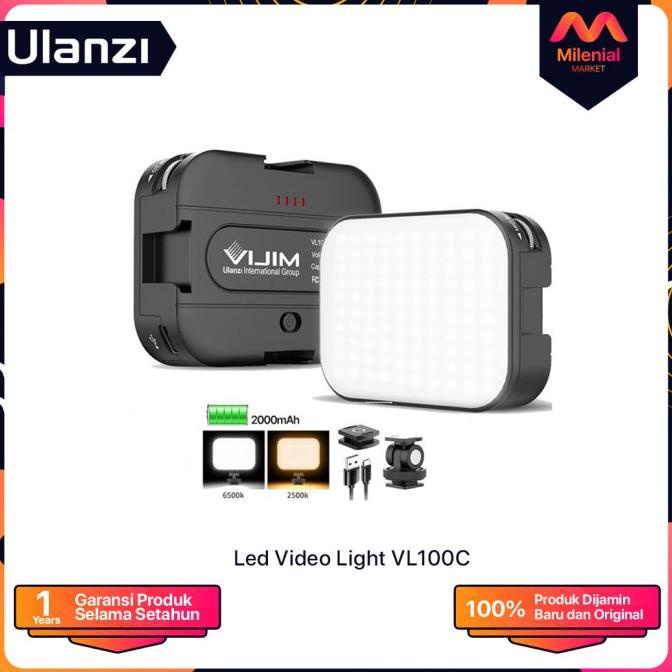 Ulanzi Vijim VL100C Bi Color Adjustable LED Video Light Lampu Studio