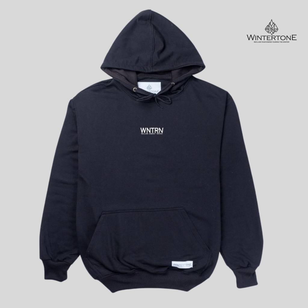 Sweater Hitam Hoodie Distro Pria Original WNTRN Streetwear Series 4 Lokal Brand Bandung Polos Hudie Sweter Cowok WINTERTONE