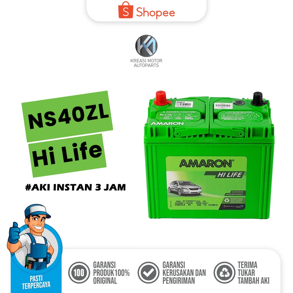 Jual Aki Mobil Amaron Hi Life 42B20L - NS40ZL Aki Mobil Kering Grand