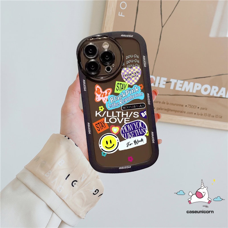 Casing POCO X3 NFC Pro M3 Redmi 10 9T 9 9A 10A 10C 9C Redmi Note11 11Pro 11Pro+10 10s 10Pro 8 9Pro 9s 8Pro Trend Casetify BlackPink Stiker Lucu Label Soft Airbag Shockproof Case