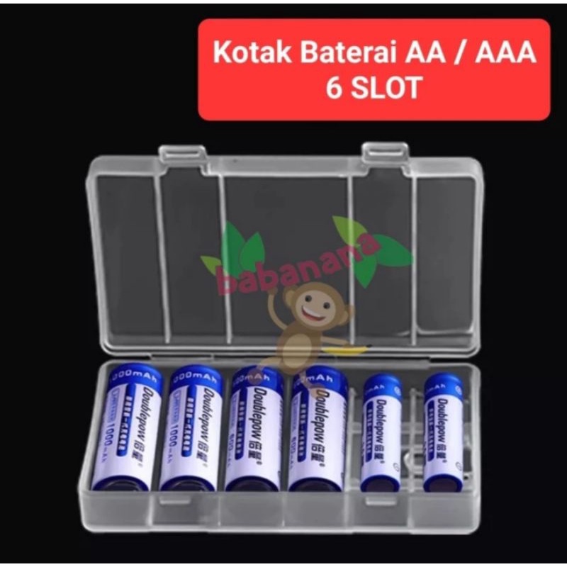 Kotak Baterai AA AAA 6 slot battery box tempat penyimpanan batere