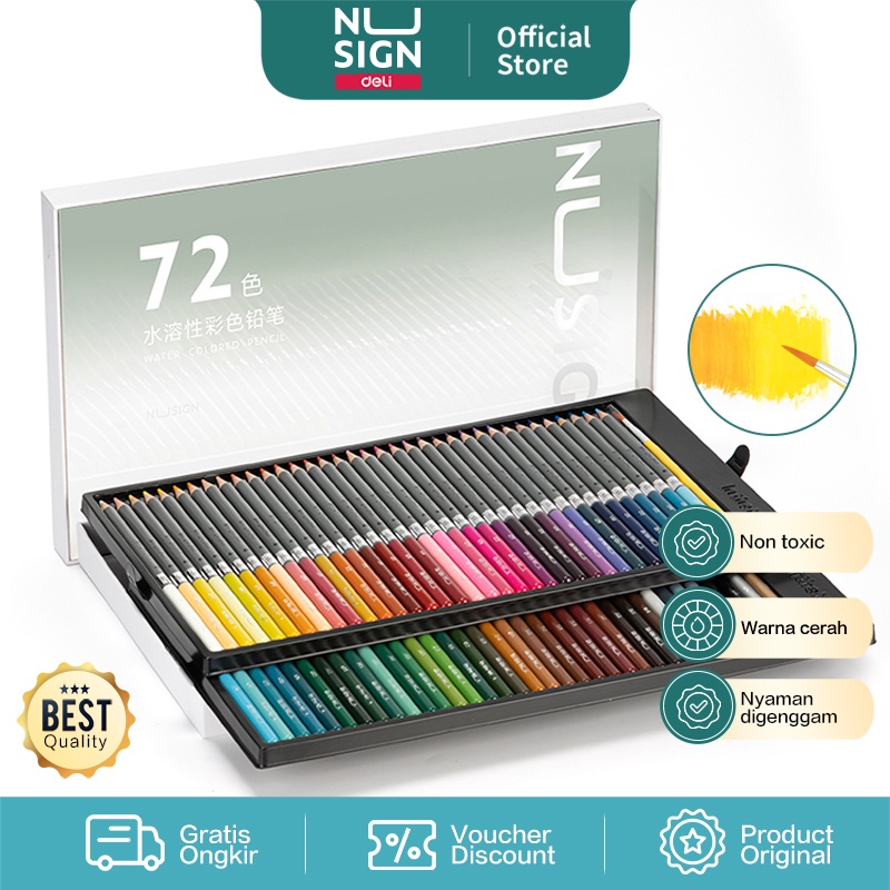 Nusign Watercolor Pencil / Pensil Warna 48 72 Warna Gratis Kuas NS731