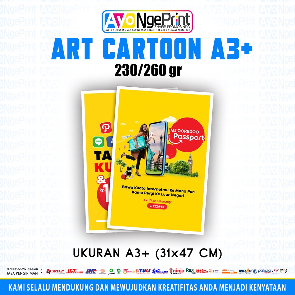 

Print Kertas Art Cartoon A3+ 230/260 gr - FULL COLOR - 3 Lembar