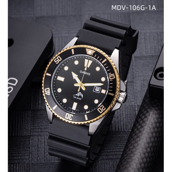 CASIO MDV-106G-1A JAM TANGAN PRIA TANGGAL AKTIF JAM TANGAN RUBBER