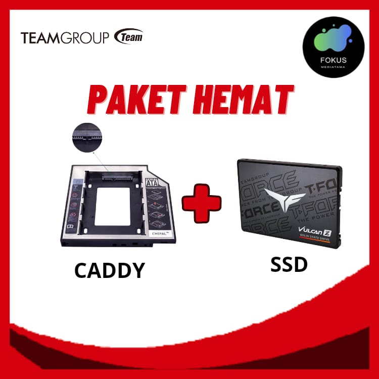PAKET HEMAT SSD + CADDY TEAM VULCAN Z Gaming SSD 256GB / 512GB SATA III 2.5&quot;