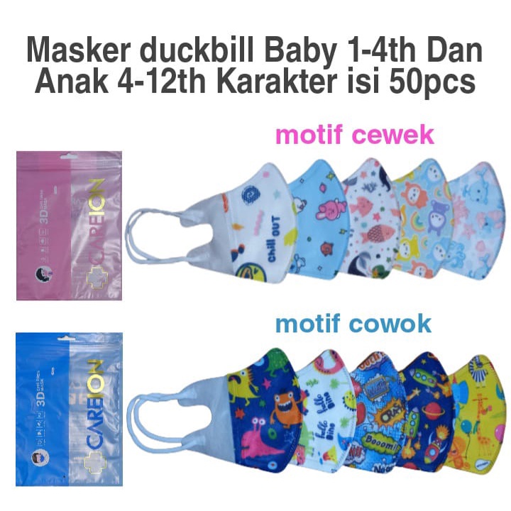 MASKER 3PLY 3D GAMBAR ANAK MASKER DUCK BILL ANAK MOTIF ISI 50