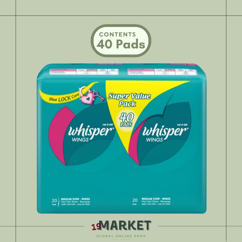 Jual Whisper Pembalut Sanitary Pads Regular Flow Wings Panty Liner 40
