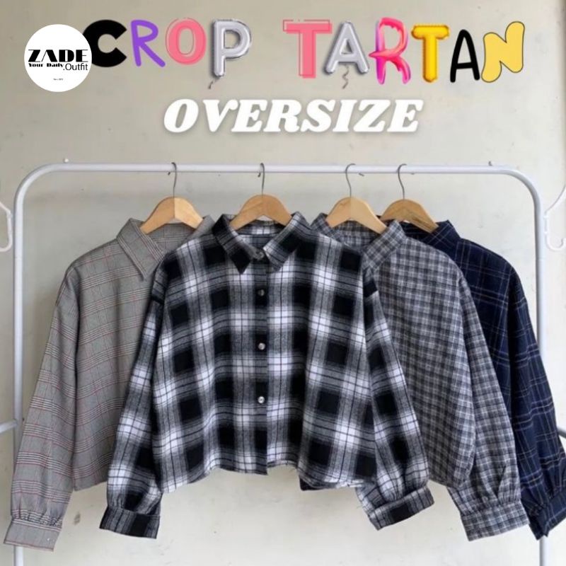 Kemeja Balon Crop Tartan/Zava crop by zade outfit