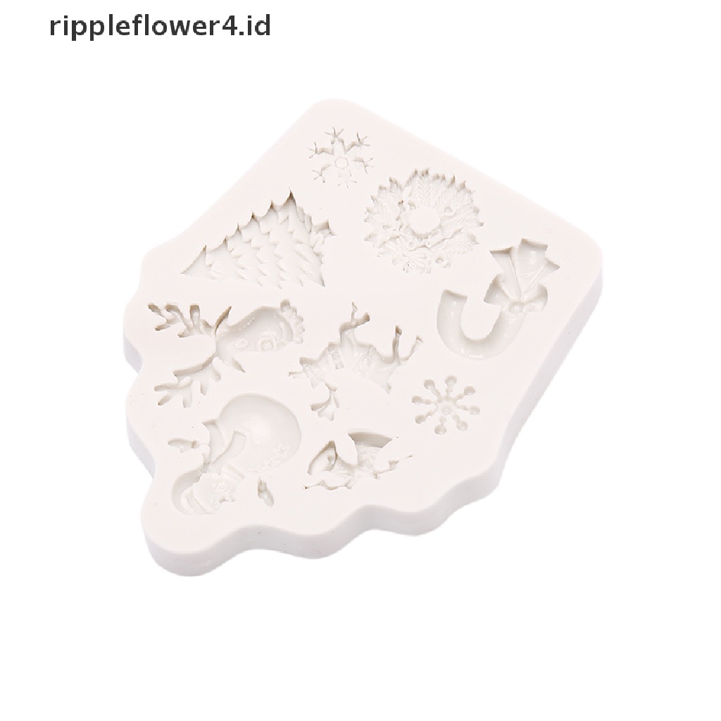 {rippleflower4.id} Silikon Pohon Natal Elk Snowman Snowflake Cutter Cetakan DIY Baking Kue Dekorasi~
