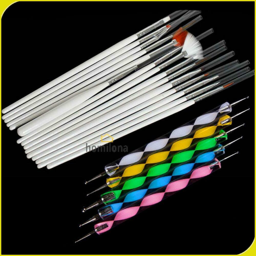 Rhinestone Kuas Kuku Lukis 20 in 1 Nail Art Dotting Tools - X-19