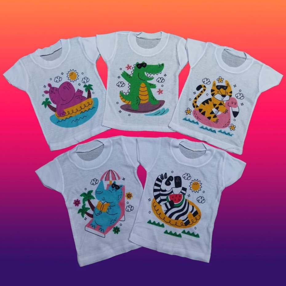 Kaos OBLONG Bayi Setali Harian Oneck Motif Karakter PUTIH Murah Usia 0 sd 16 Bulan