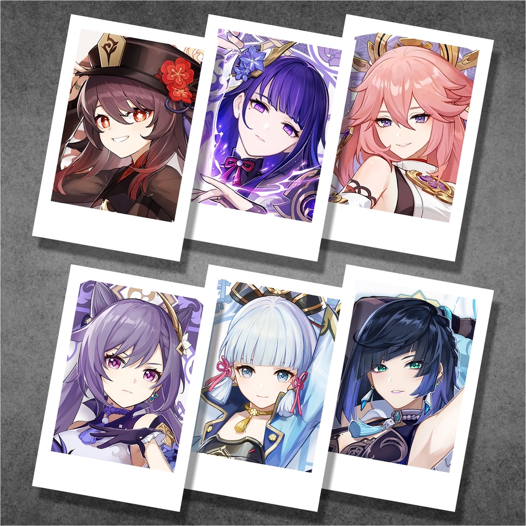 Koleksi Polaroid Anime Game Genshin Impact A2 - Putih - Ayaka Diluc Eula Ganyu HuTao Jean Kazuha Keqing Klee Kokomi Nahida Nilou Shogun Tartaglia Venti Xiao Yae Miko Yelan Yomiya Zhongli