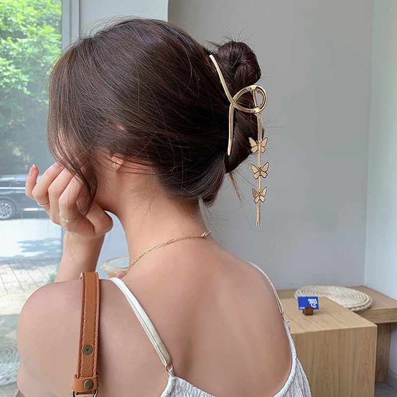 Produk Baru Modis Berongga Kupu-Kupu Rumbai Hiu Klip Bulang Sederhana Korea Fashion Jepit Aksesoris Rambut Untuk Wanita