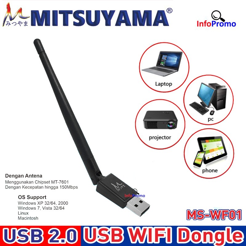 USB WIFI DONGLE STB MITSUYAMA WIRELESS ADAPTER ANTENA WIFI PC 150Mbps